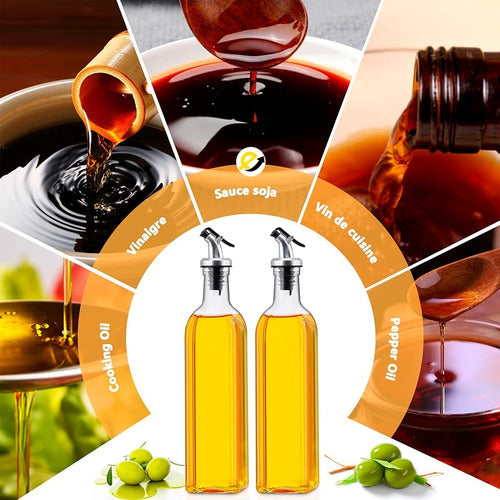  Cocina Antifugas cuadrado de vidrio aceitero cuantitativo a  prueba de fugas sello botella de aceite de salsa de soja Vinagre Utensilios  de vinagre condimento Gadget - (Color: aleatorio) : Herramientas y